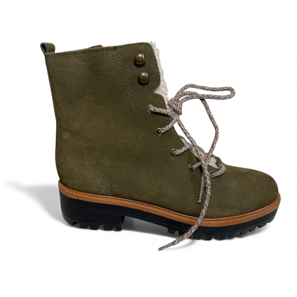 Marc Fisher Izma Shearling
Hiker Boots in Olive Green Suede Size  6.5 NWOT
